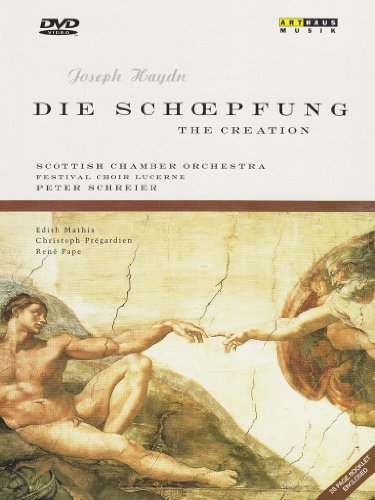 DVD cover for "Die Schöpfung" featuring biblical creation scene artwork.