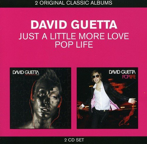 David Guetta 2-CD set featuring album covers "Just A Little More Love" and "Pop Life".