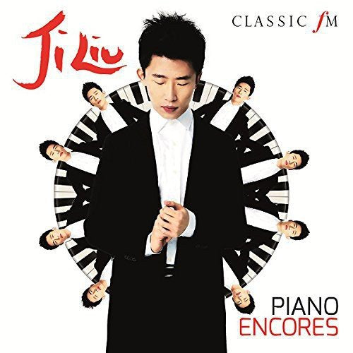 CD cover featuring pianist Ji Liu surrounded by repeating images.