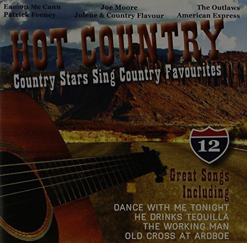 CD cover for “Hot Country” compilation with guitar and desert landscape.