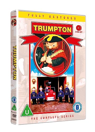 Trumpton Complete Series DVD cover featuring the Mayor and firemen in a red fire engine.