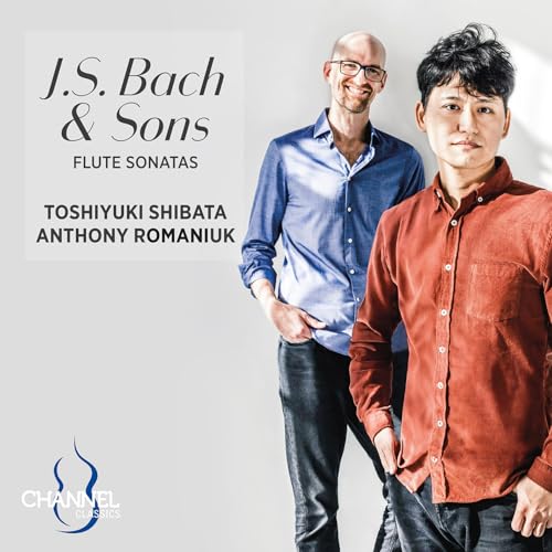 CD cover featuring two men and text: “J.S. Bach & Sons Flute Sonatas.”
