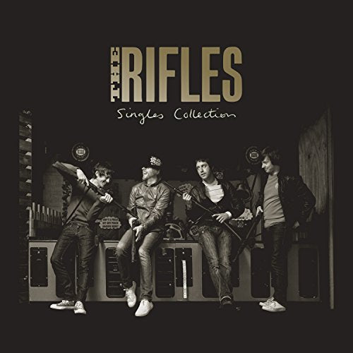 Black and white album cover for The Rifles’ “Singles Collection” featuring the band.