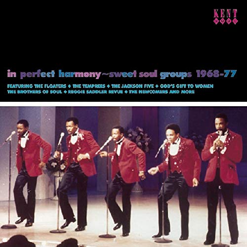 CD cover featuring a 1970s soul group performing with microphones.