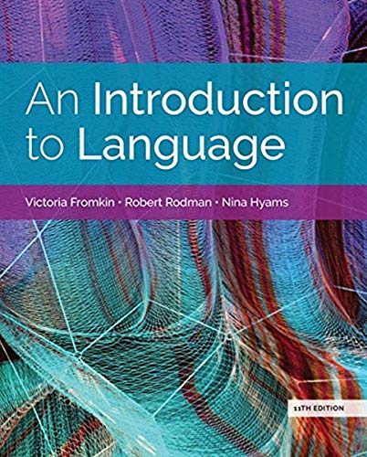 Book cover: "An Introduction to Language," 11th edition, abstract design.