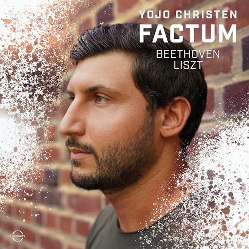 CD cover featuring a portrait of pianist Yojo Christen with text “FACTUM”.