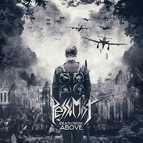 CD cover: soldier with backpack, warplanes, and a destroyed cityscape.
