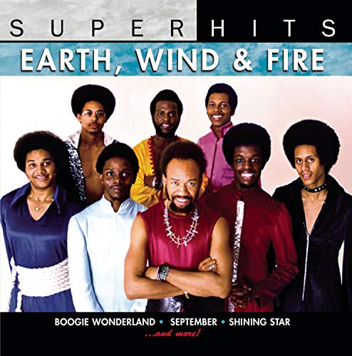 Earth, Wind & Fire “Super Hits” CD cover with group portrait.