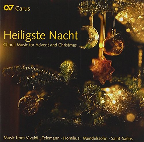 CD cover: dark winter scene with ornaments and Christmas tree branches.