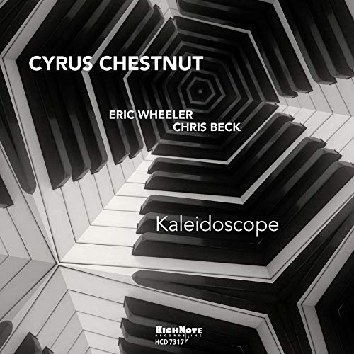 CD cover for Cyrus Chestnut’s “Kaleidoscope” with piano key design.