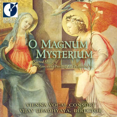 CD cover depicting Madonna and Child with angel, titled "O Magnum Mysterium.