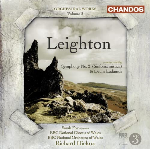 CD cover: rocky landscape, text “Leighton” and orchestral work details.