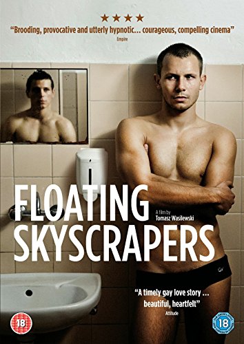 DVD cover for "Floating Skyscrapers" featuring a shirtless man in a bathroom.