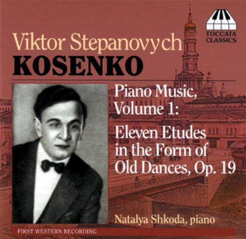 CD cover for Kosenko’s “Eleven Etudes,” featuring a portrait and cityscape.