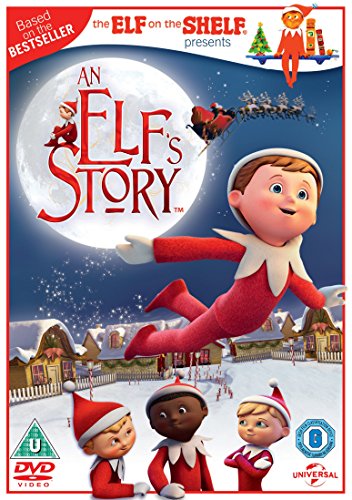 DVD cover for "An Elf's Story" featuring a flying elf and snowy village.