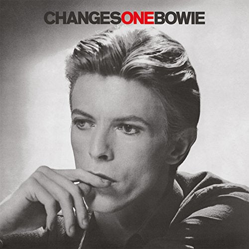 Black and white album cover featuring a portrait of David Bowie.