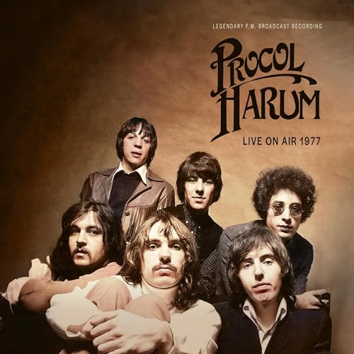 Procol Harum band portrait from 1977, album cover for “Live On Air.”