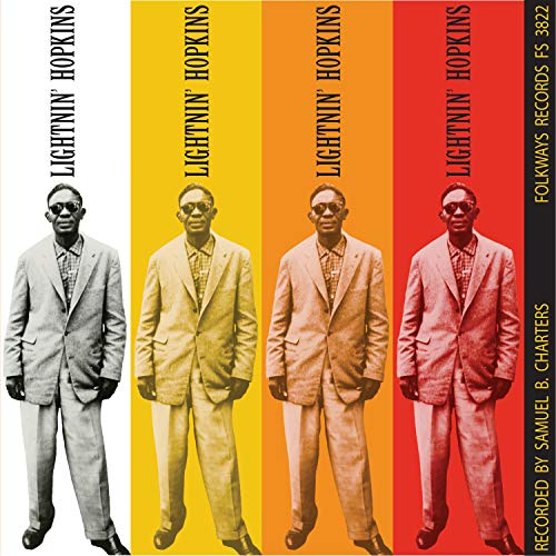 Album cover featuring four portraits of Lightnin’ Hopkins against colored backgrounds.