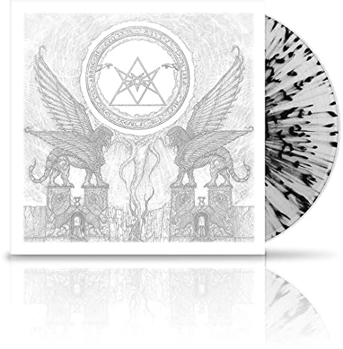 Vinyl record with grayscale winged lion artwork and speckled vinyl detail.