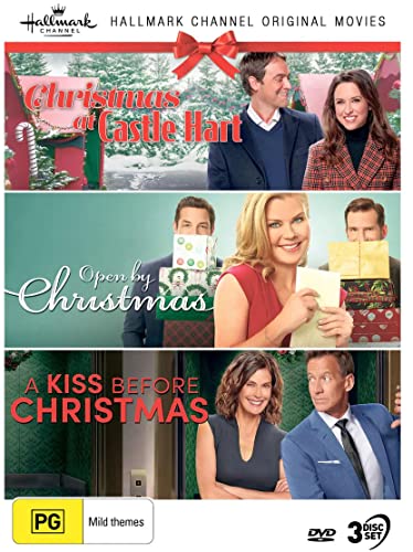 DVD cover featuring three romantic Christmas movie scenes with couples.