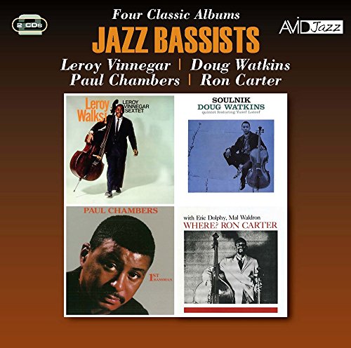 CD cover featuring four jazz bassists and their album artwork.
