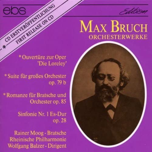 CD cover for Max Bruch orchestral works, featuring a portrait of the composer.