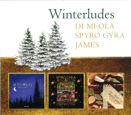 CD cover for "Winterludes" by Di Meola, James, and Spyro Gyra, with winter imagery.