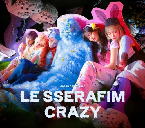 Le Sserafim album cover featuring five women and a large blue monster.