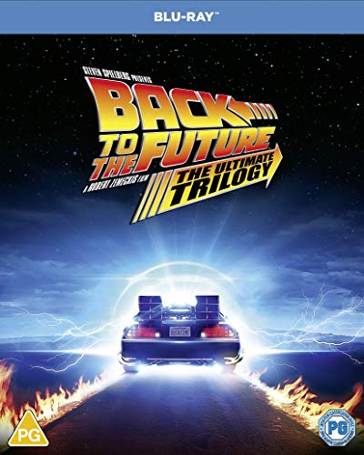 Back to the Future Trilogy Blu-ray cover featuring the DeLorean car on a road.