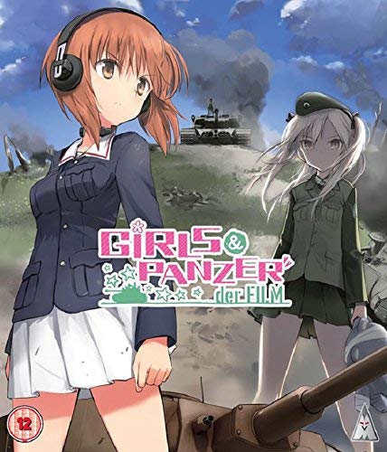 Anime girls with tanks in a battlefield scene, movie cover art.