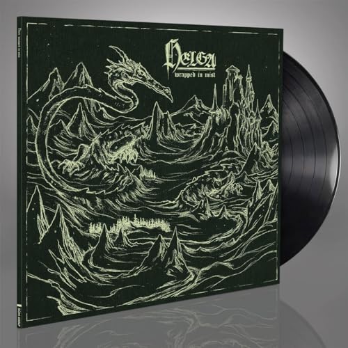 Vinyl record with dark green cover featuring a dragon and mountains.