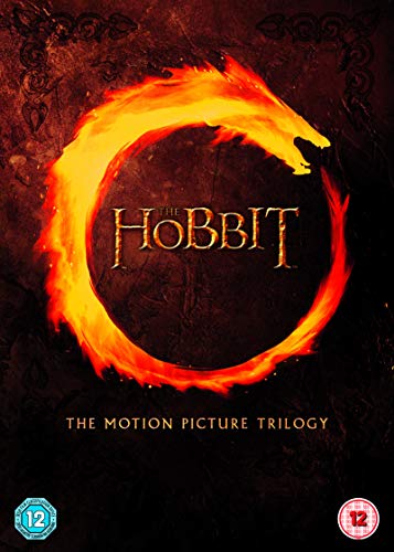 DVD cover for "The Hobbit" featuring a fiery dragon encircling text.