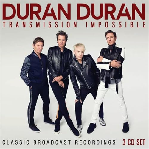 Album cover for Duran Duran's Transmission Impossible featuring the four band members standing.