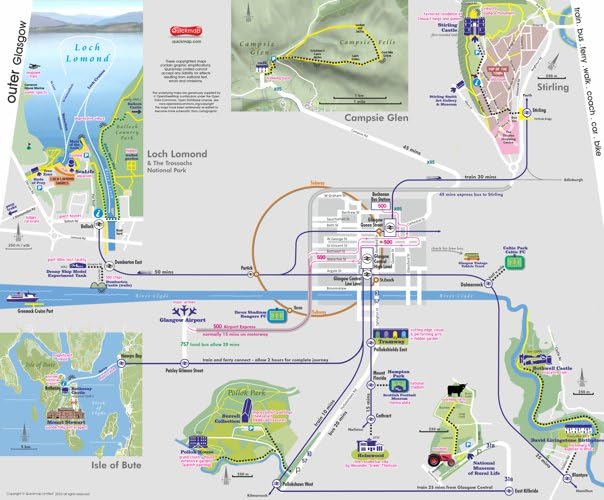 Glasgow - Great City : map guide of What to see & How to get there