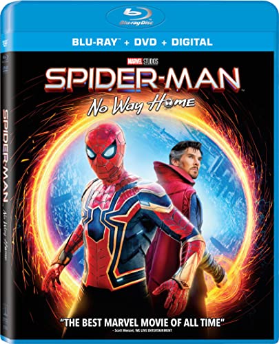 Blu-ray cover for Spider-Man: No Way Home featuring Spider-Man and Doctor Strange.