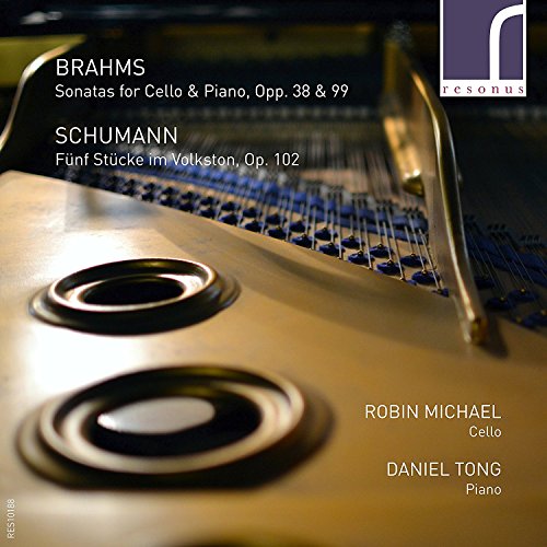 CD cover for Brahms and Schumann cello & piano sonatas.