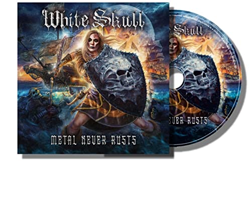 CD cover: warrior woman with shield, ships, and skull imagery.