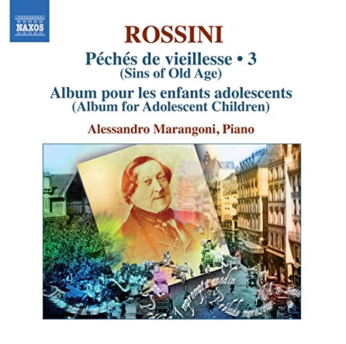 CD cover for Rossini’s piano music, featuring a portrait and townscape.