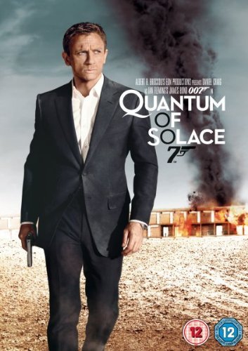 James Bond in a suit, with an explosion in the background.