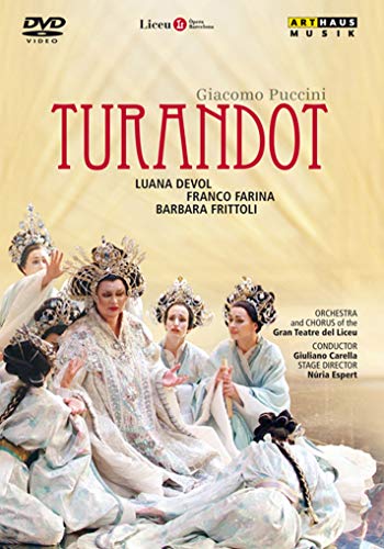 Turandot DVD cover featuring performers in ornate Asian-inspired costumes.
