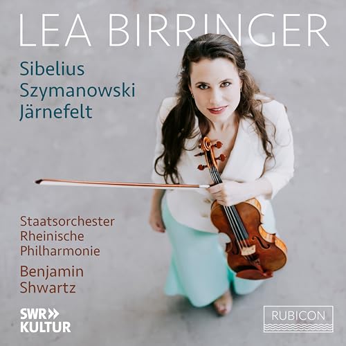 CD cover featuring violinist Lea Birringer and a violin, with text details.