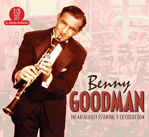 Benny Goodman playing clarinet, album cover for a 3 CD collection.