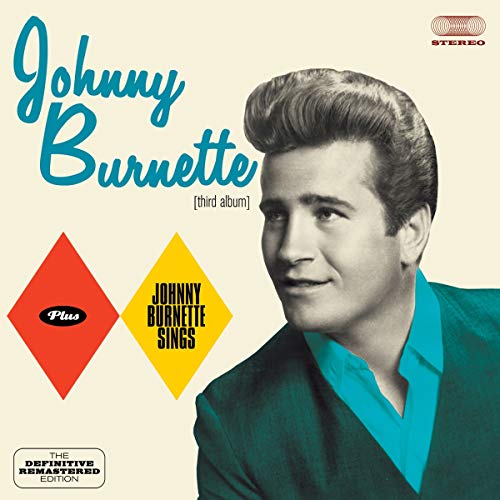 Album cover featuring a portrait of Johnny Burnette with text and diamond-shaped graphics.