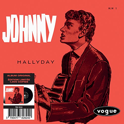 Johnny Hallyday album cover with a black and white portrait of the singer.