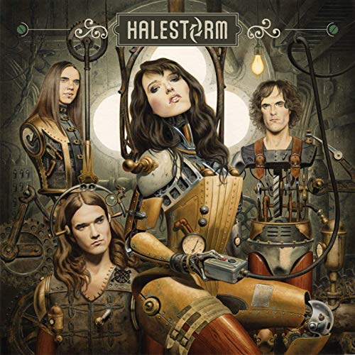 Halestorm album cover featuring the band members in a steampunk setting.