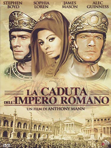 DVD cover for “The Fall of the Roman Empire” featuring actors and Roman architecture.
