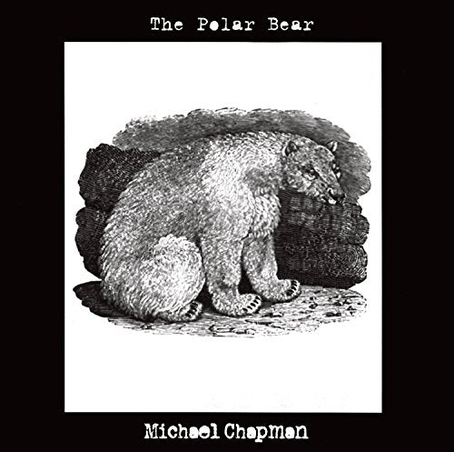 Vintage-style illustration of a seated polar bear on a white background.