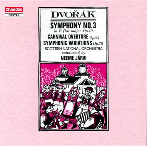 CD cover for Dvořák’s Symphony No. 3 with folk art illustration.