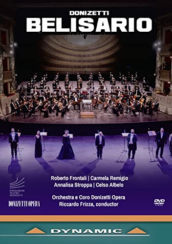 DVD cover for Donizettiās āBelisarioā opera, featuring orchestra and singers.