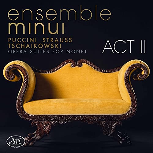 CD cover for Ensemble Minui's "Act II" featuring a gilded sofa.